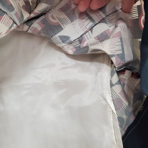 Ann Taylor Red White Black Abstract Print A-line 100% Cotton Career Skirt Sz 2 - Picture 3 of 7